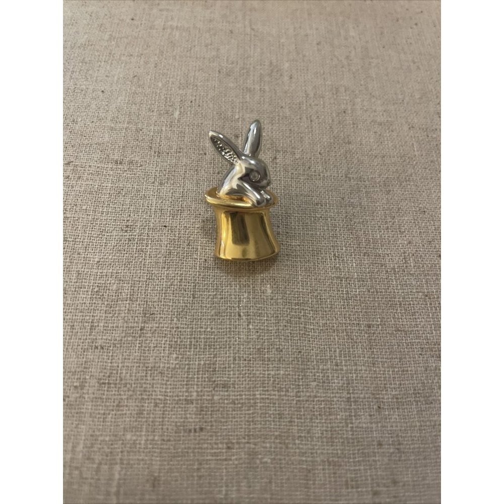 Vintage Pierre Balmain Lux Line Rhodium Plated Rabbit in a Hat Pin